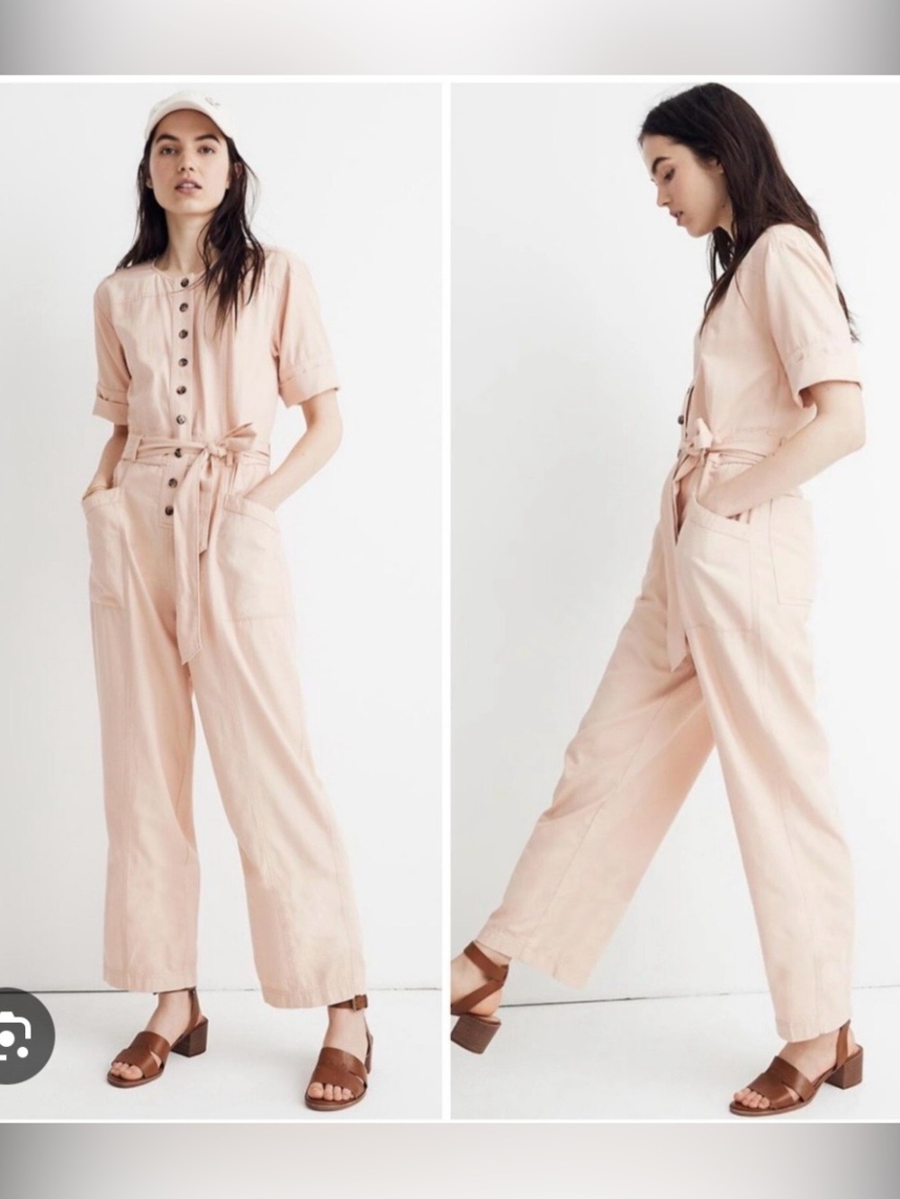 Madewell Top-Stitched Coverall Jumpsuit in Bashful Blush Size 8